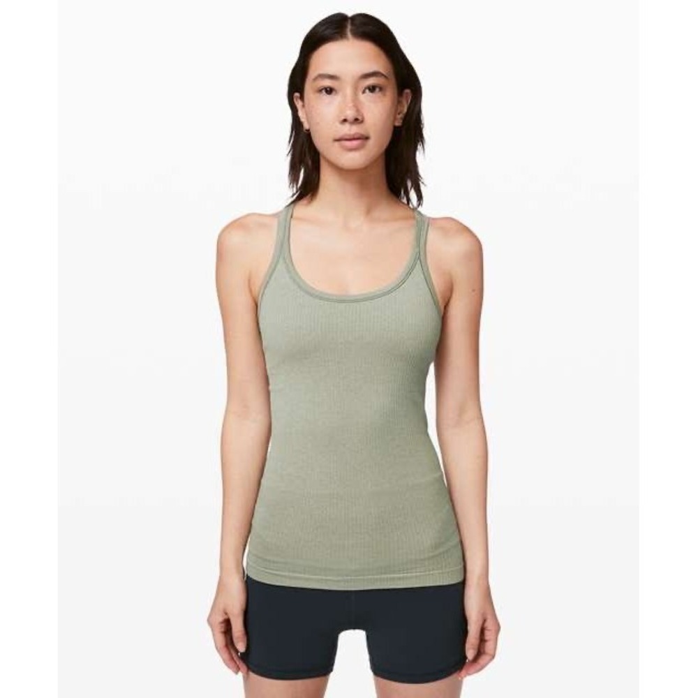 Lululemon Ebb to Street II Tank Top Sea Moss Green Ribbed Racerback Size 4